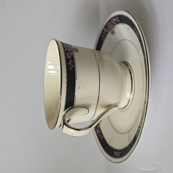 Noritake Etienne Ivory China Footed Coffee Mug Tea Cup And Saucer 7260 Japan - Picture 11 of 16